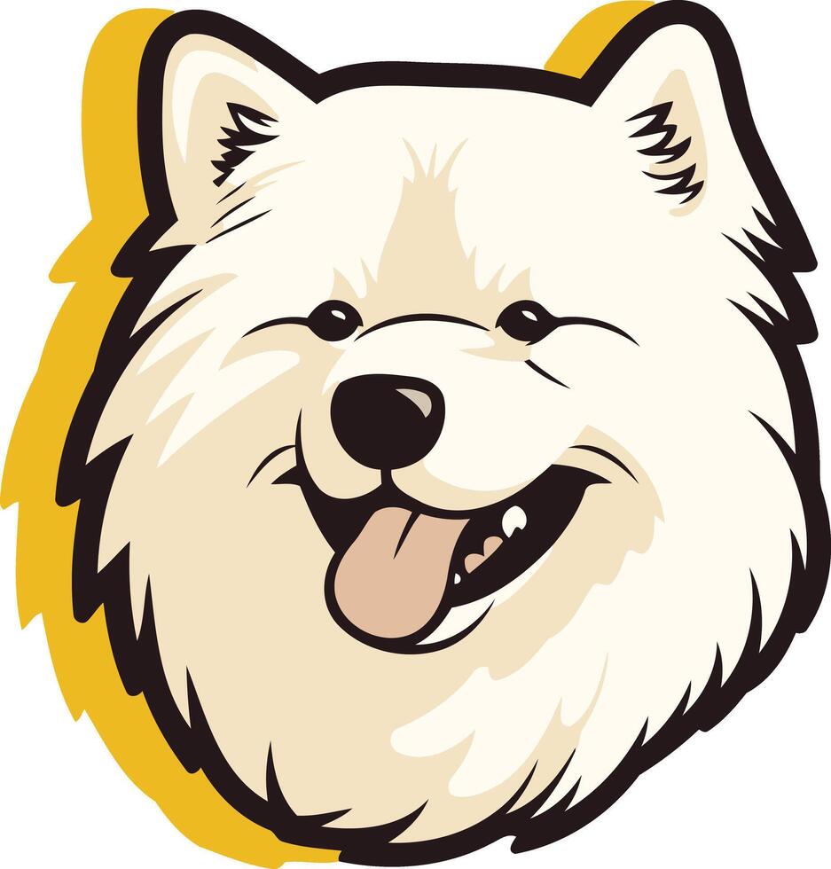 A friendly and playful illustration of a samoyed dog with a big smile vector