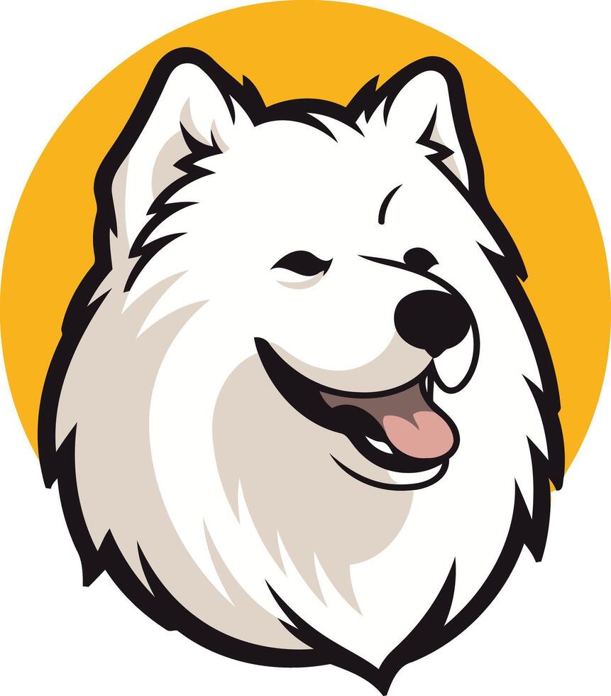 A friendly cartoon samoyed dog with a big smile, perfect for pet-related businesses, websites, or social media vector