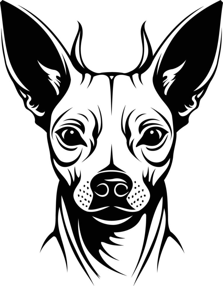 A striking black and white illustration of a chihuahua's head, perfect for t-shirt designs, tattoo inspiration, and pet-related projects vector