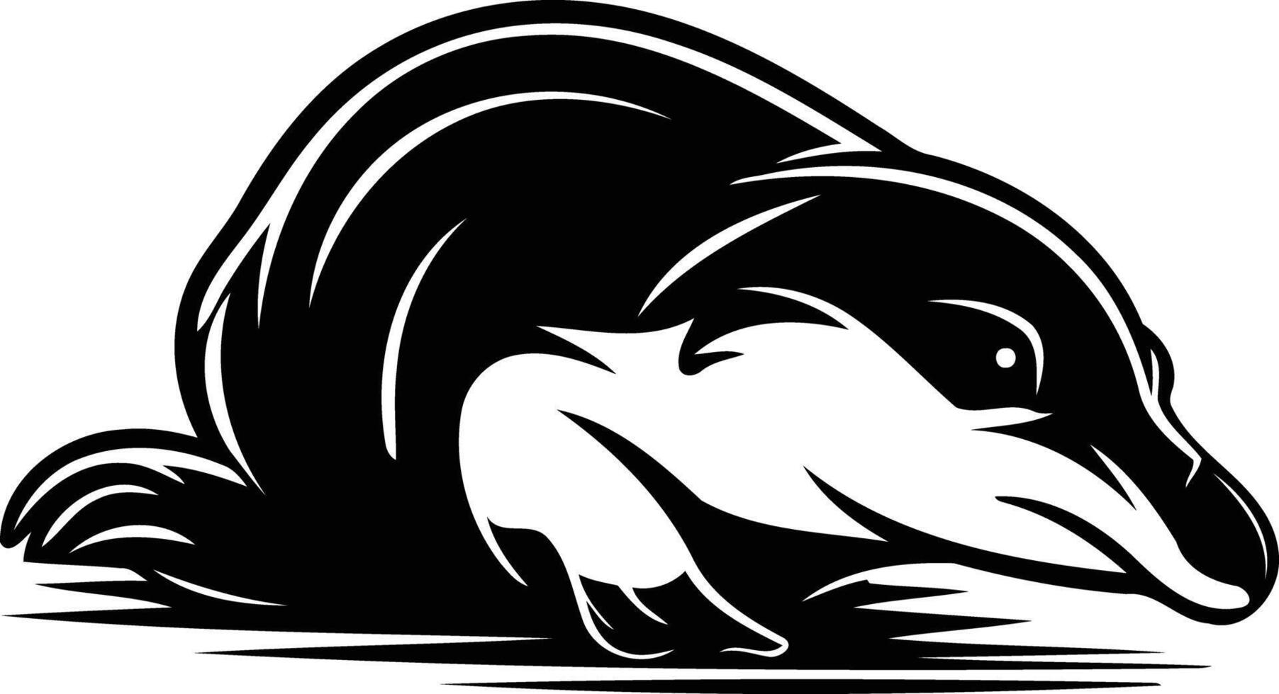 Black and white illustration of a stylized penguin, perfect for logos, branding, and designs vector