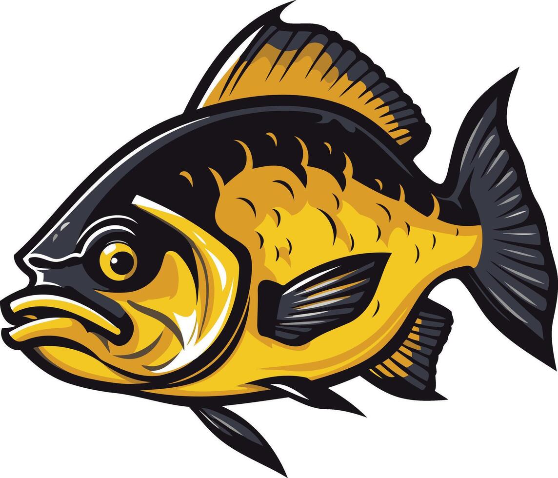 A fierce and dynamic illustration of a piranha fish, perfect for designs related to fishing, nature, or a strong, powerful brand vector