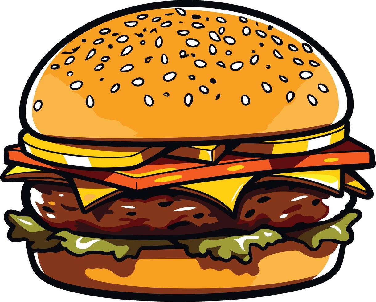 Cartoon Illustration of a Delicious Hamburger vector