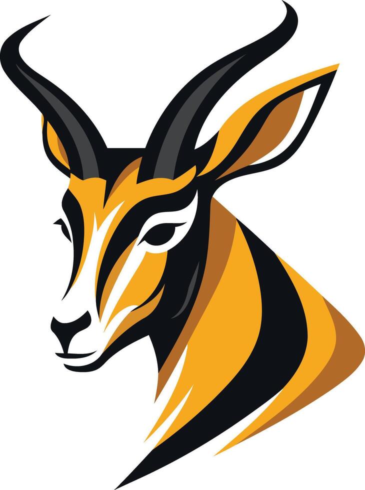 A stylized, bold illustration of an antelope head, perfect for logos, branding, and sports team mascots vector