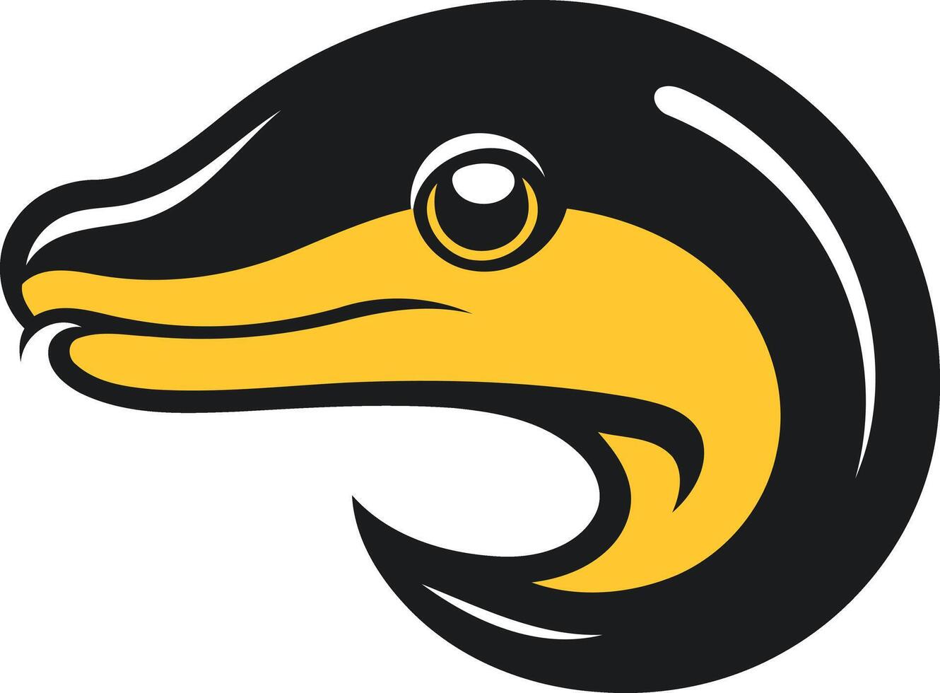 A stylized cartoon illustration of a black and yellow eel head, perfect for logo design or branding vector