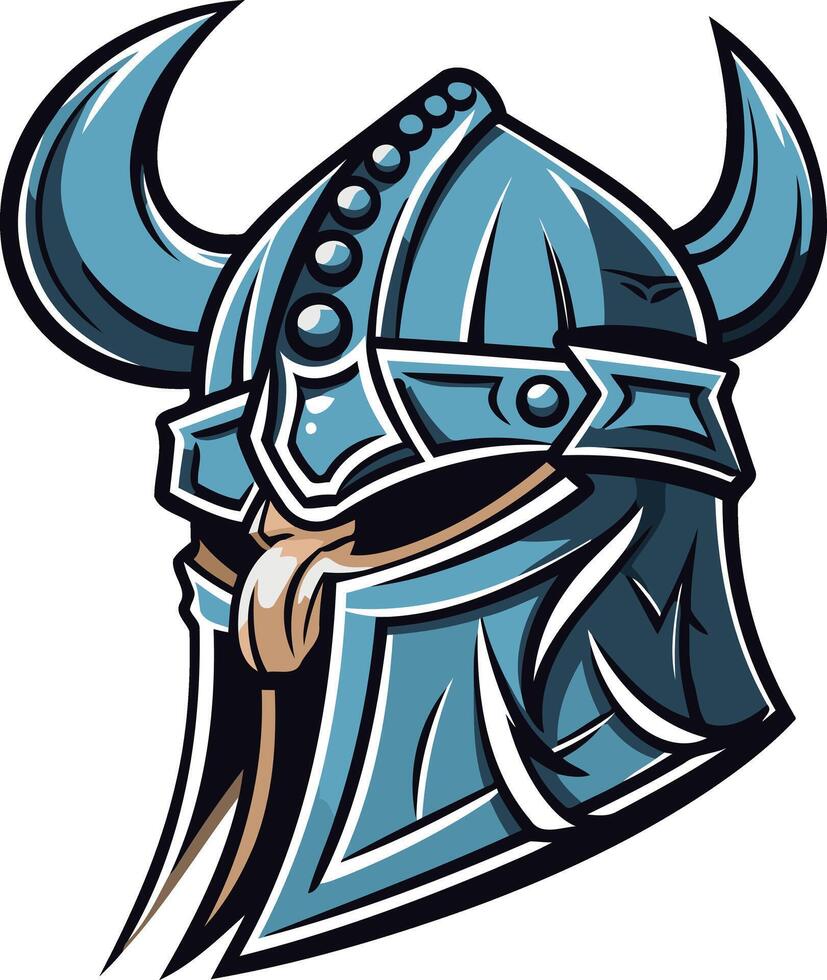A fierce and iconic blue viking helmet with horns, perfect for logos, branding, and design projects vector