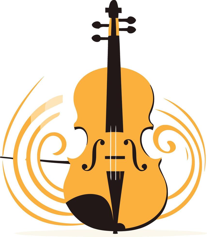 A stylized violin with swirling sound waves in the background, perfect for music-related designs and branding vector