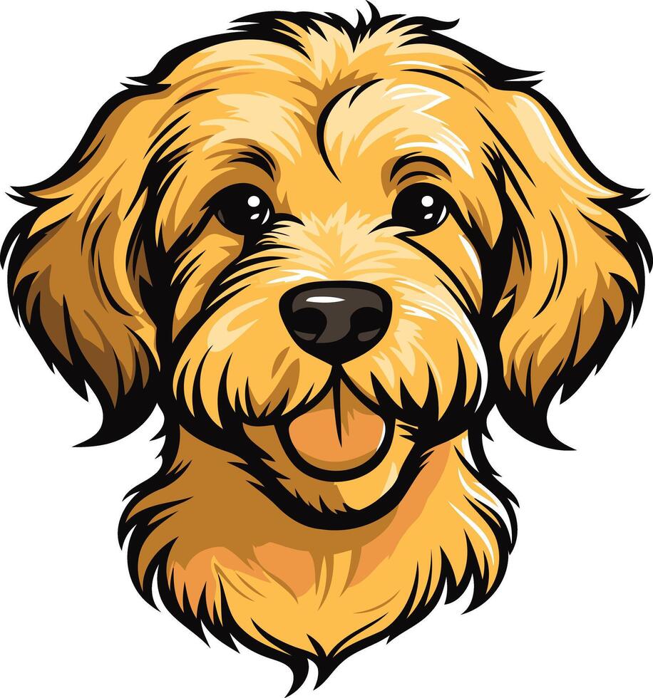 Adorable golden doodle puppy with big brown eyes and a happy smile, perfect for pet-related designs, social media, and more vector