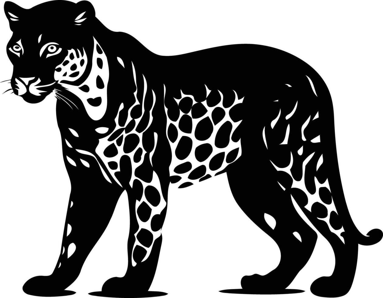 Black and white silhouette of a jaguar vector