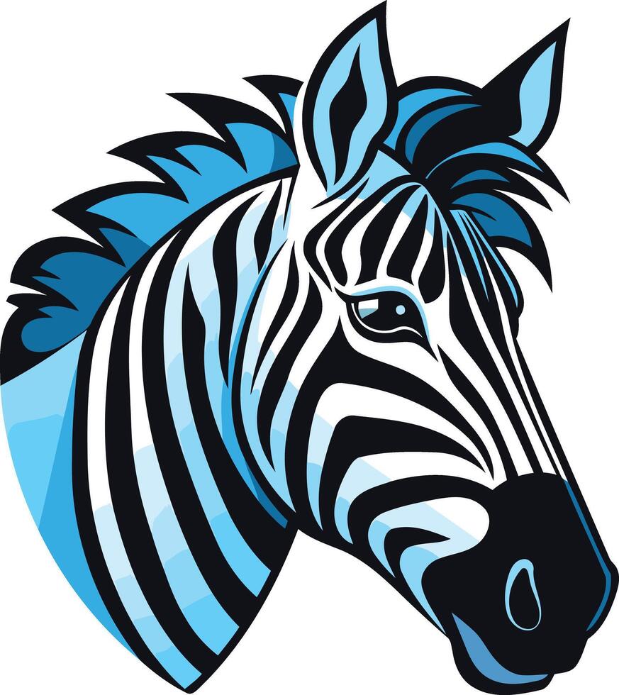 A stylized, blue zebra head with a cool, confident expression vector