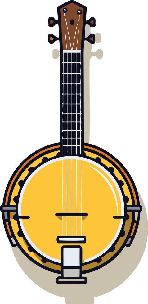 A simple, cartoon-style illustration of a banjo vector