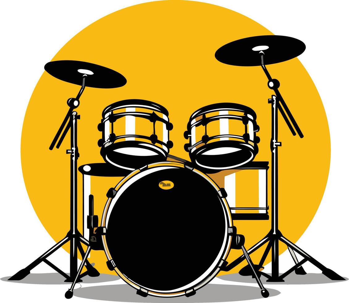 A simple yet powerful illustration of a drum set, perfect for music-related projects, logos, or designs vector