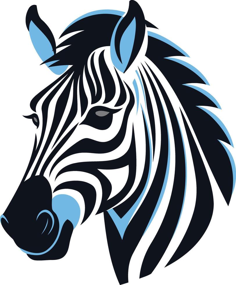 A bold and stylized zebra head illustration, perfect for branding or design projects seeking a touch of wildlife vector
