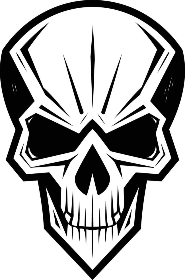 A bold and stylized black and white skull illustration, perfect for graphic design, branding, and tattoo inspiration vector