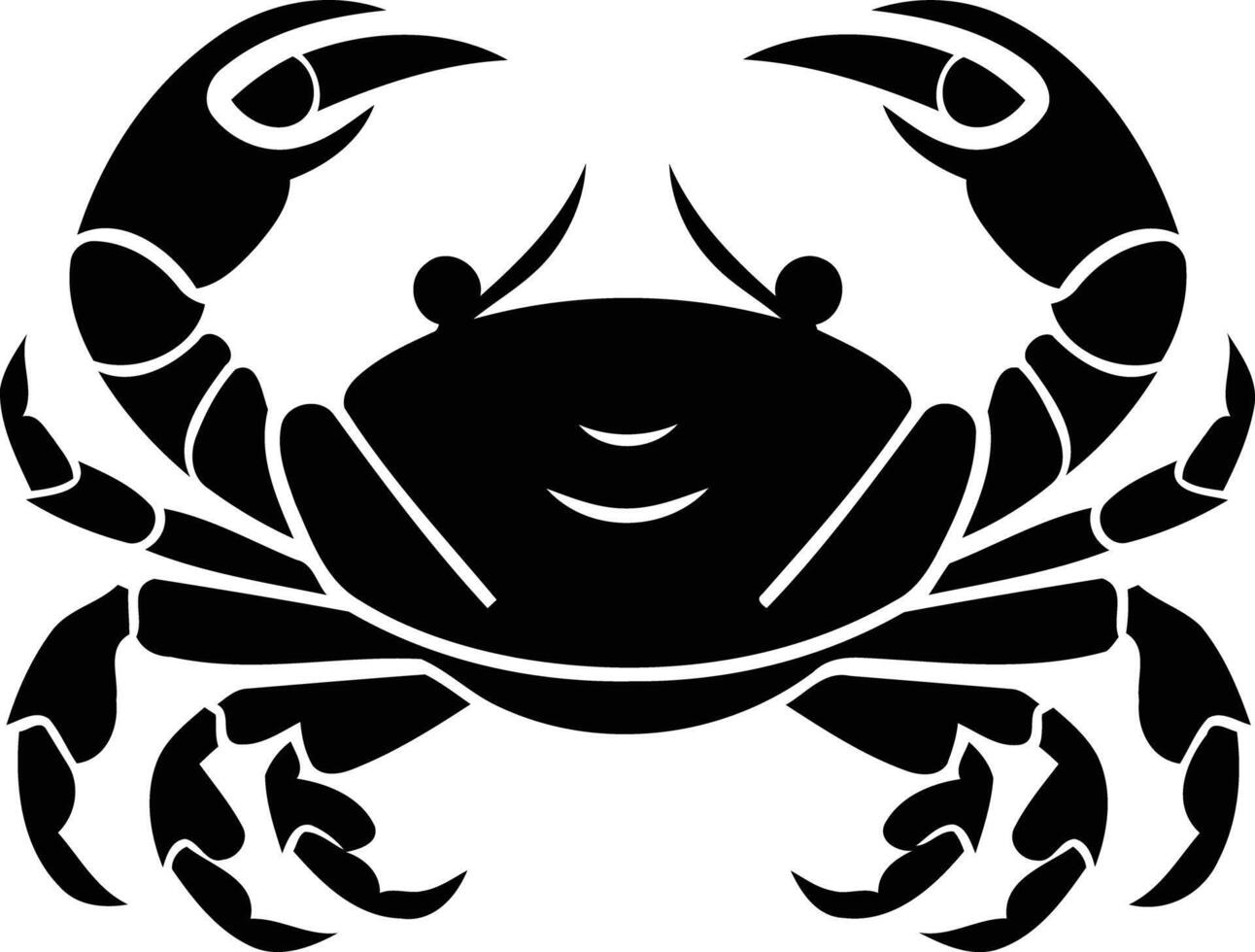 Simple black and white illustration of a crab vector