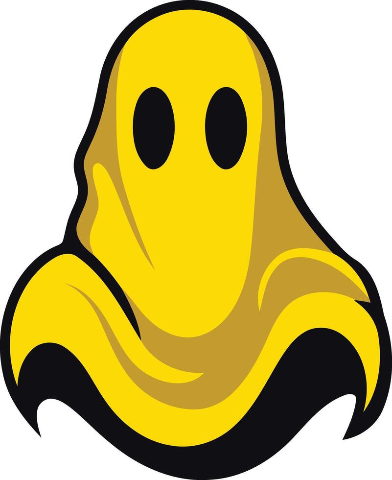 A friendly yellow ghost with big eyes, perfect for halloween designs, children's books, and spooky branding vector