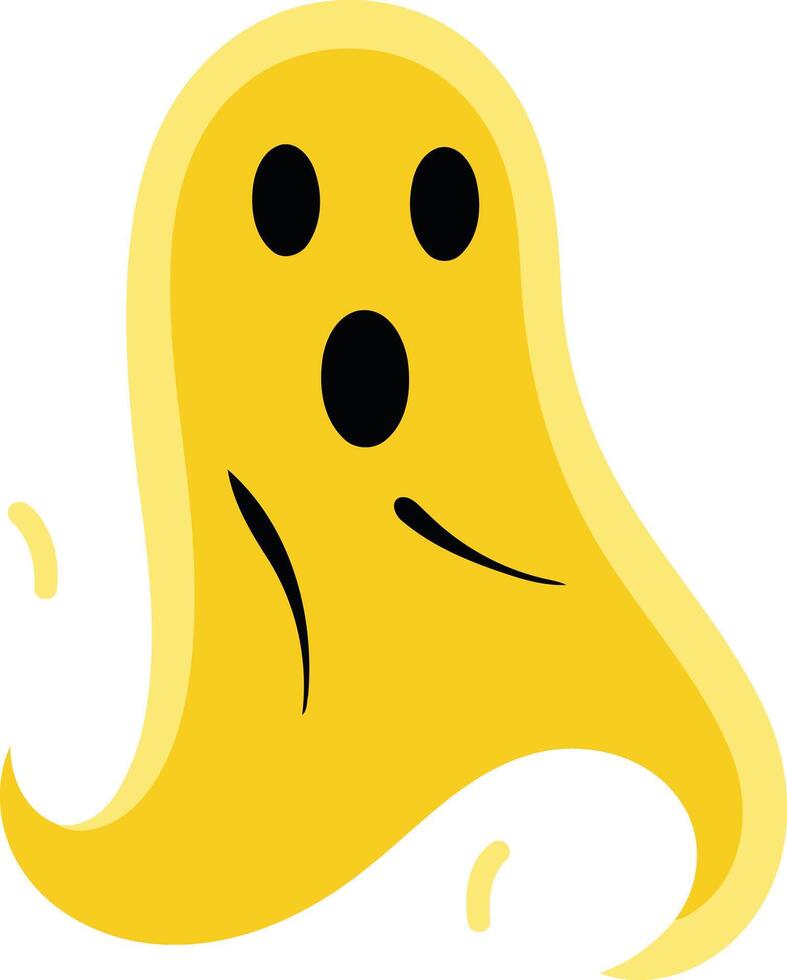 Cute and friendly yellow ghost with a surprised expression vector