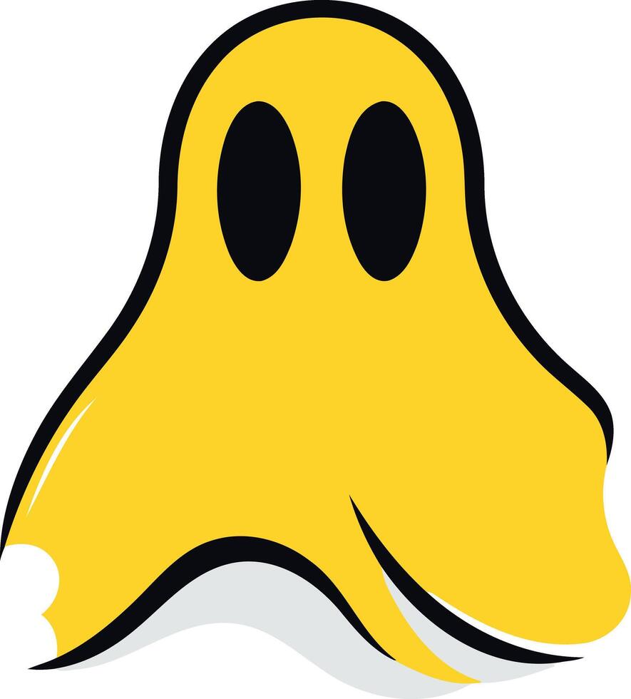 A friendly, cartoon ghost in yellow with a ripped sheet vector