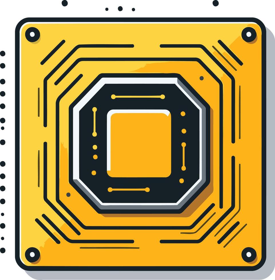 A stylized illustration of a computer chip, perfect for representing technology, innovation, and computing power vector