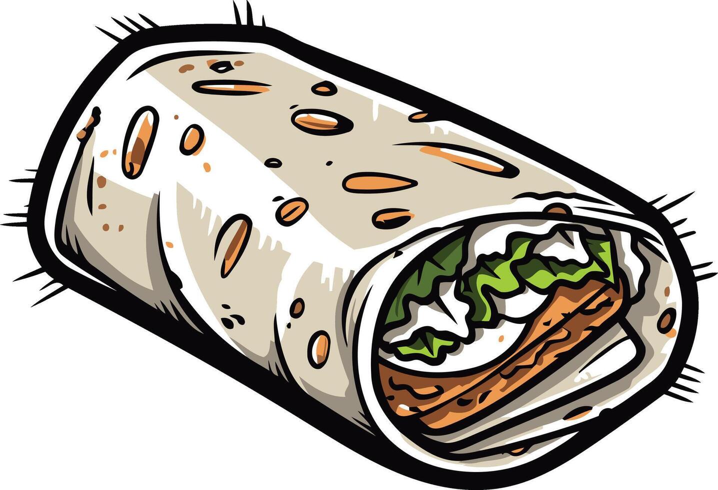 Delicious Burrito with Fresh Ingredients vector