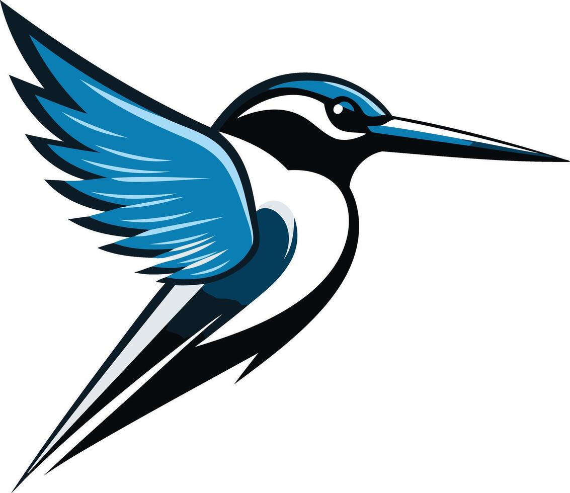 A stylized blue kingfisher in flight, perfect for logo design, branding, or nature themed projects vector