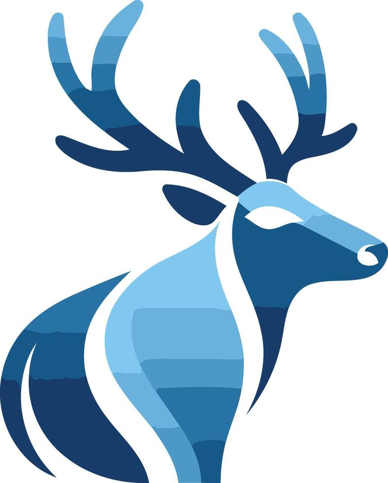 A stylized blue deer silhouette with antlers, perfect for logo design, branding, and nature-inspired projects vector