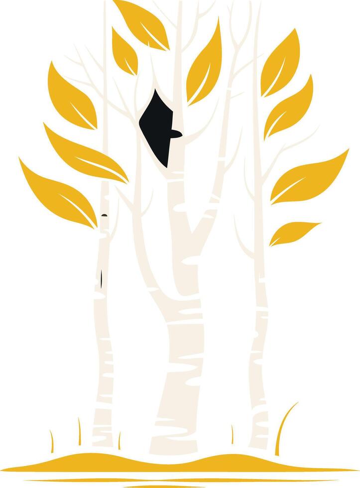 A stylized illustration of a graduation cap nestled within a birch tree, symbolizing growth and achievement vector
