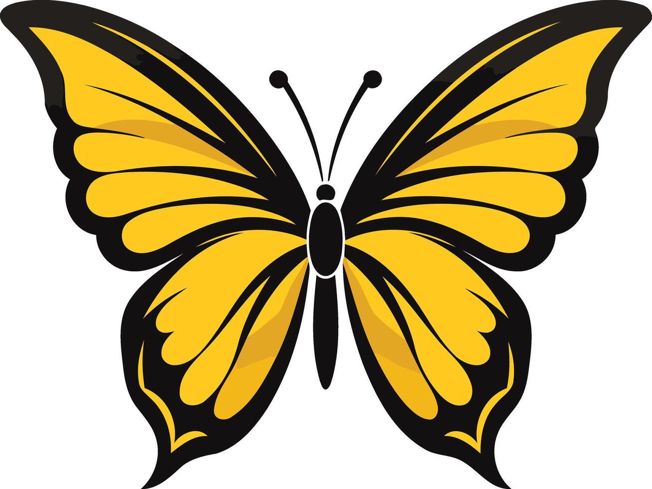 A simple yet elegant illustration of a yellow butterfly with black outlines vector