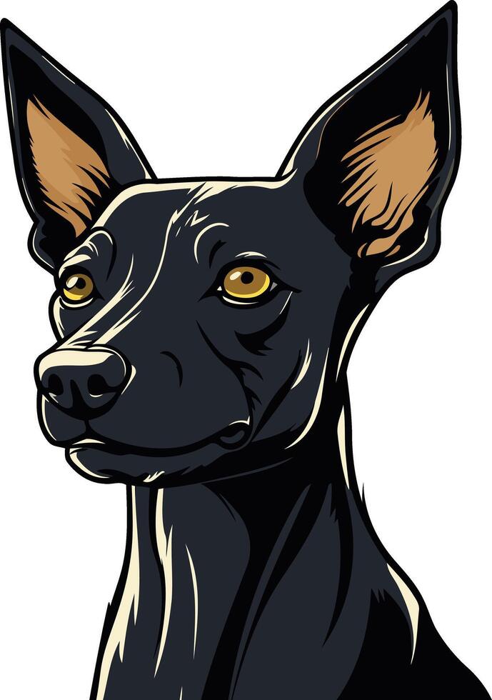 A charming black dog with expressive eyes and perky ears vector