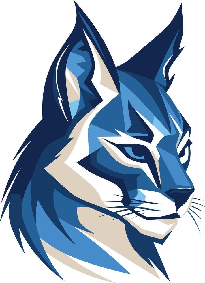 A bold, abstract blue lynx head design, perfect for branding, mascot, or logo use vector