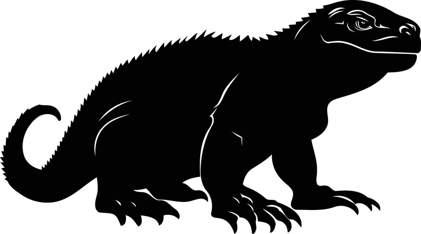 Black and white silhouette of an iguana lizard vector