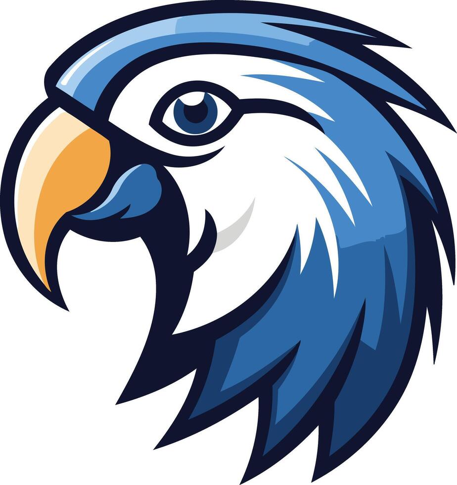 Bold and colorful parrot head logo, perfect for a business or brand seeking a friendly and vibrant image vector