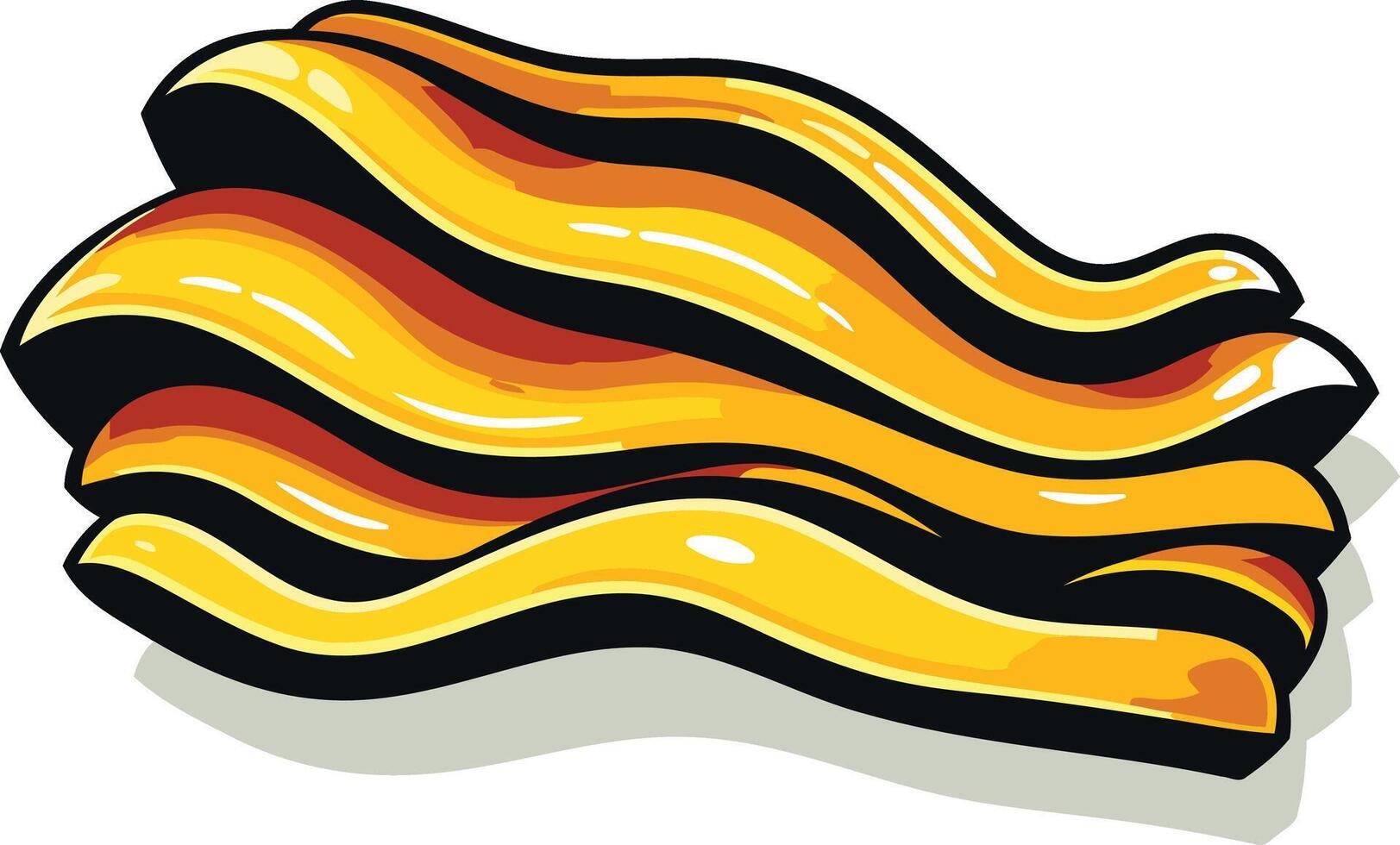 A cartoon illustration of crispy bacon, perfect for adding a fun and playful touch to your food-related designs vector