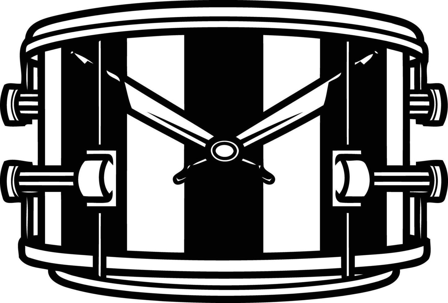 Black and white illustration of a snare drum, perfect for music-themed designs, album covers, or posters vector