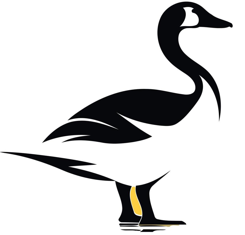 A simple yet striking silhouette of a goose, perfect for logos, branding, or wildlife-themed designs vector