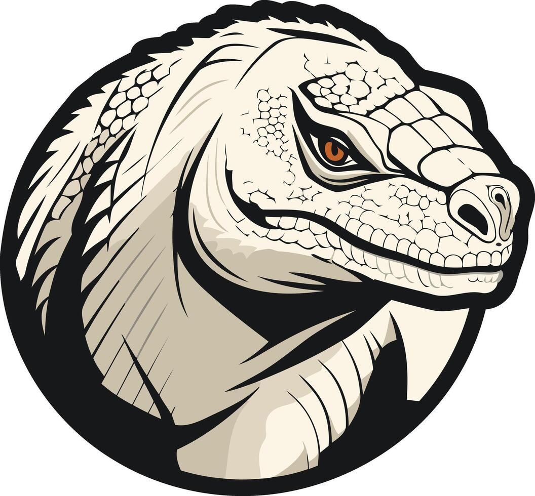 A fierce and powerful komodo dragon head illustration, perfect for logos, branding, and mascot designs vector