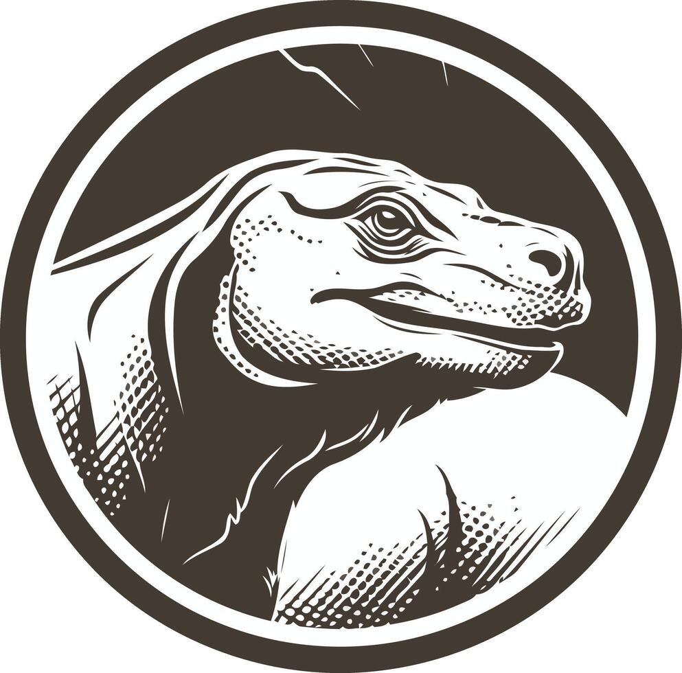 A powerful and stylized illustration of a komodo dragon's head, perfect for logos, branding, and designs related to wildlife, adventure, or conservation vector