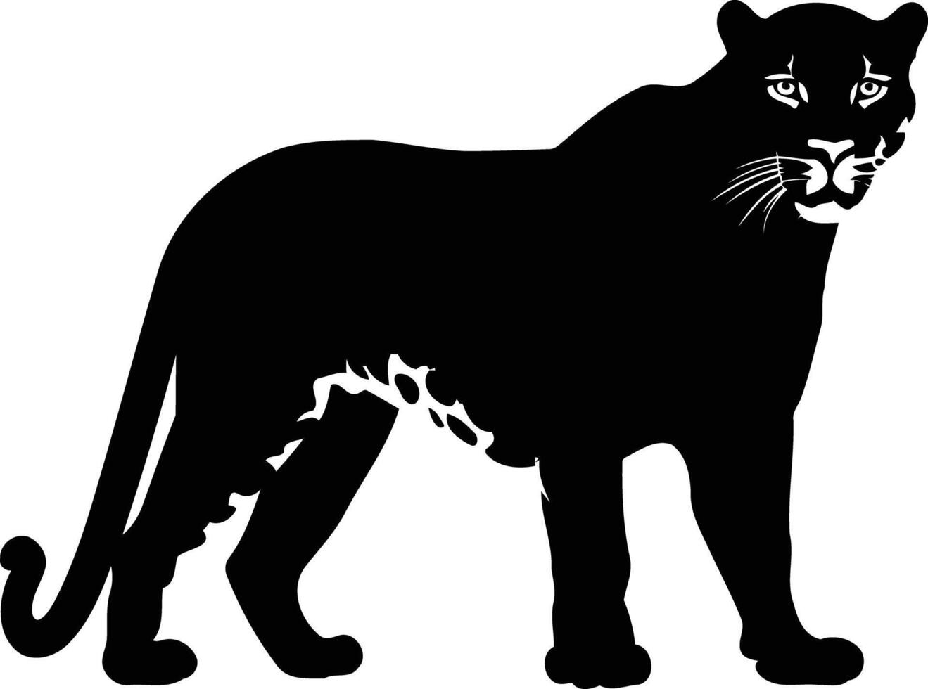A striking silhouette of a panther, capturing its sleek, powerful form vector