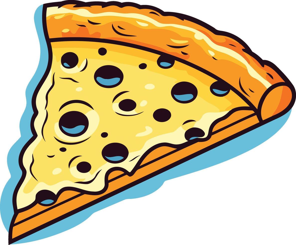 A delicious cartoon slice of pizza with melted cheese and pepperoni vector