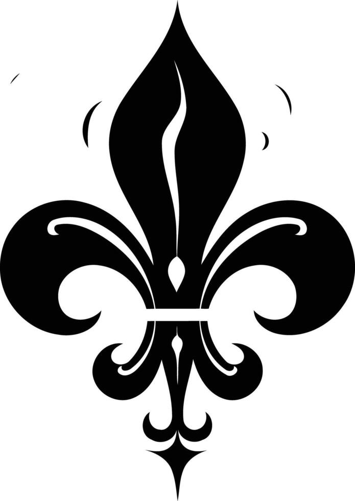 A classic black and white illustration of a fleur-de-lis, a symbol of royalty, elegance, and french heritage vector