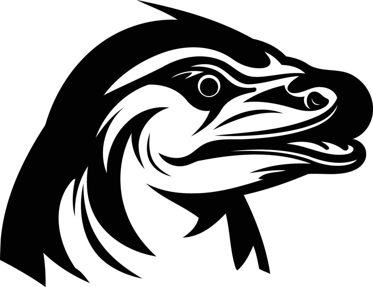 A fierce and stylized black and white tattoo design of a penguin's head vector