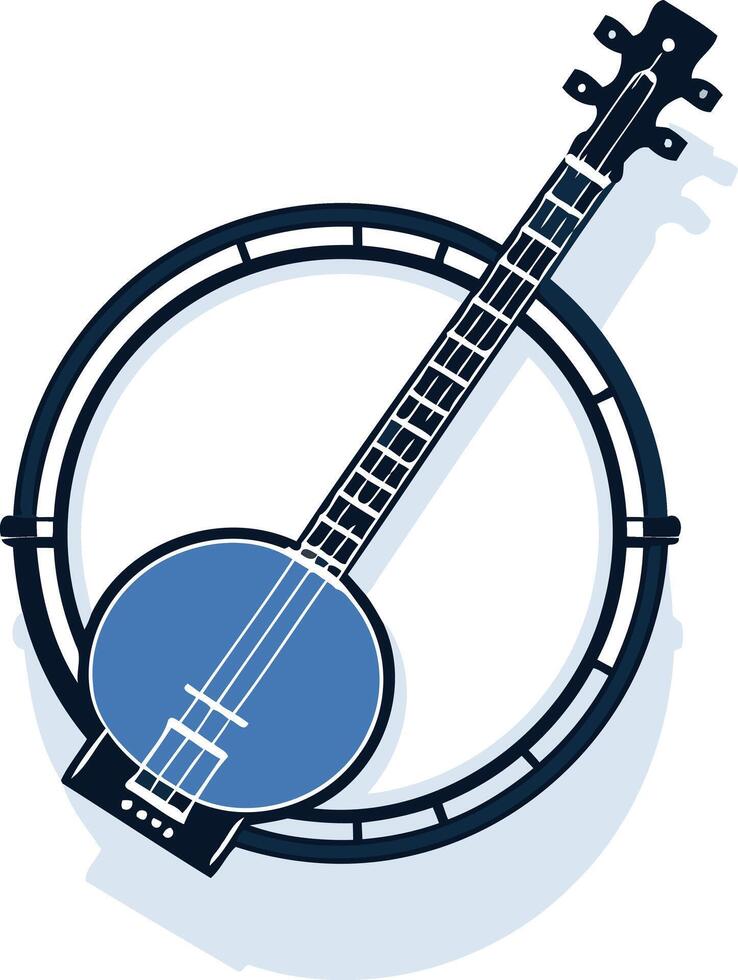 A simple yet striking silhouette of a banjo, perfect for representing music, folk, bluegrass, and americana themes vector