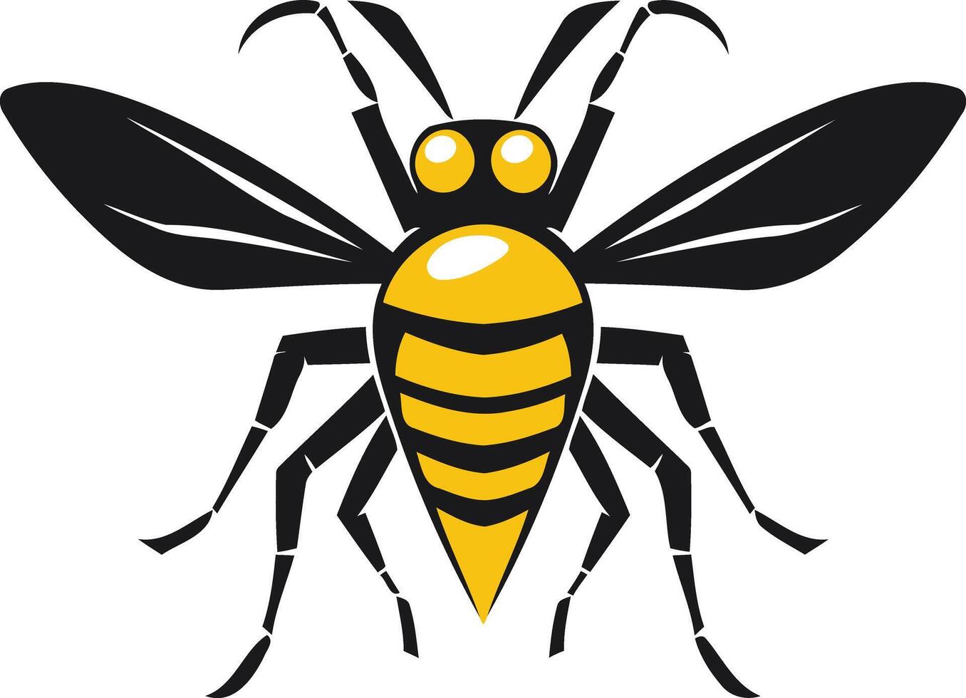 A bold, stylized illustration of a wasp with outstretched wings vector
