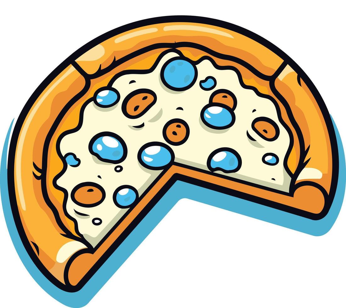 A fun, cartoon illustration of a pizza pool float vector