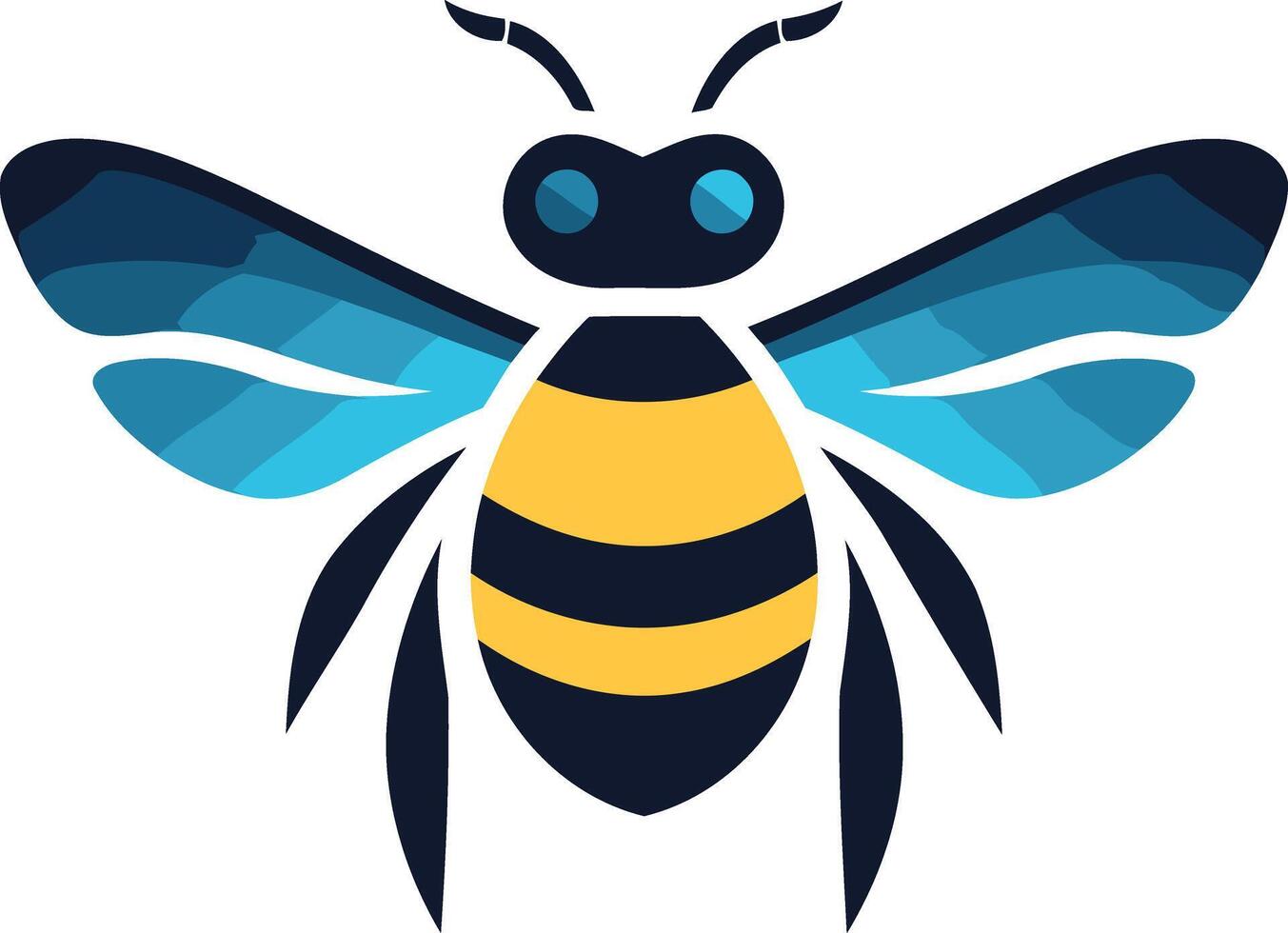 A modern, abstract bee logo design with a blue and black color scheme, perfect for businesses and brands seeking a unique and impactful visual identity vector