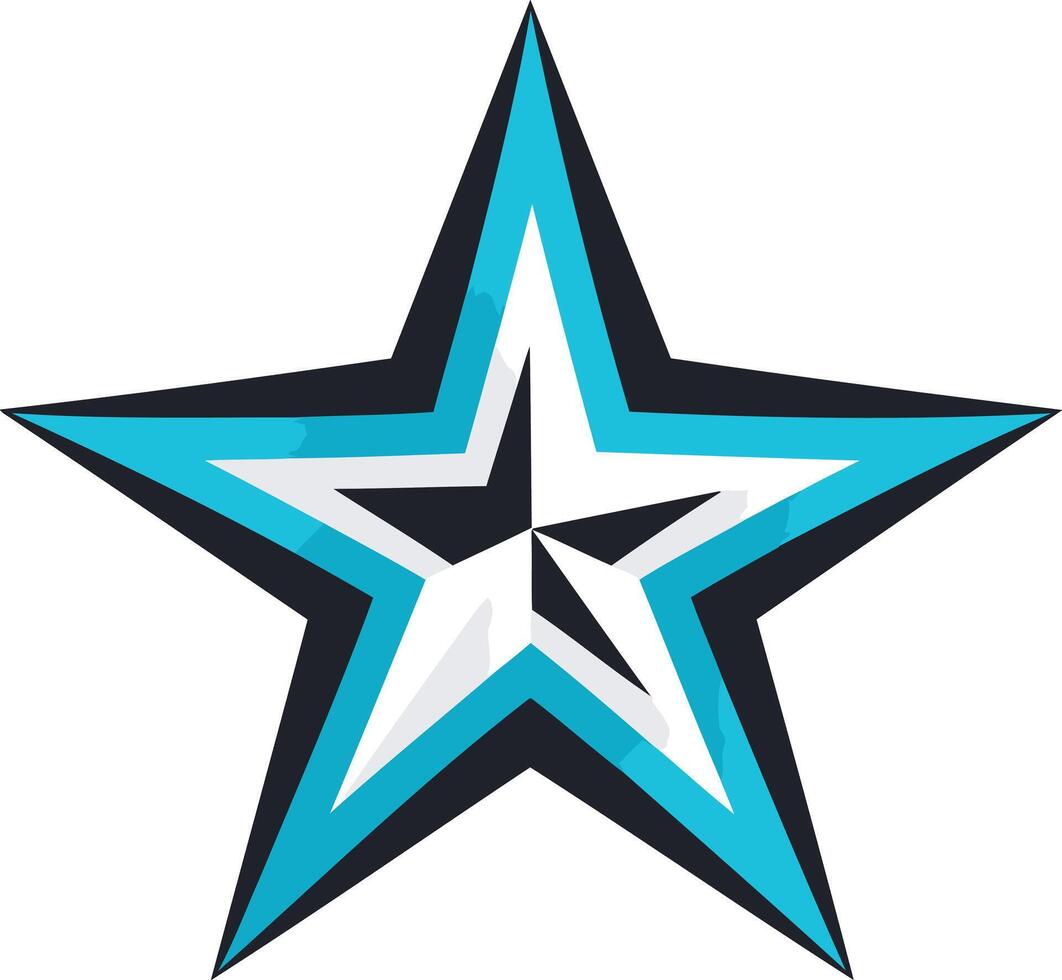 Modern and stylish star logo design in blue, black, and white vector