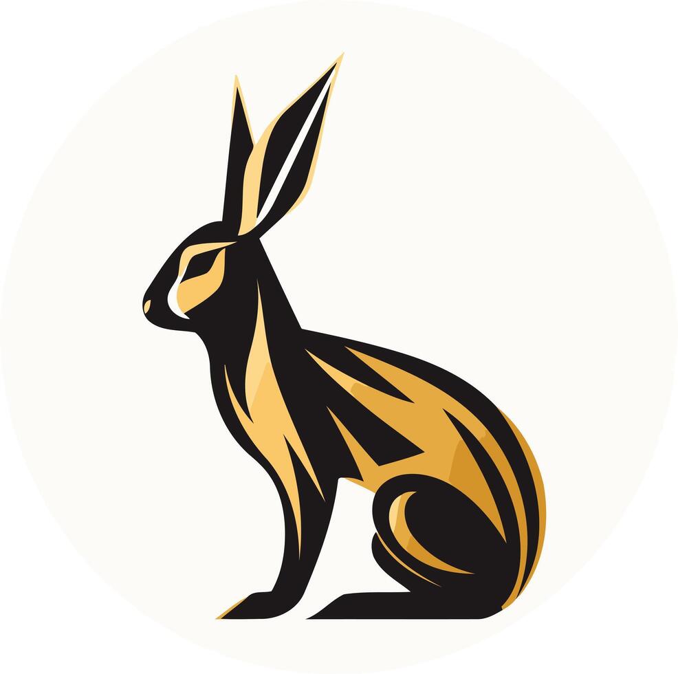 A stylish and modern logo design featuring a stylized rabbit silhouette in black and gold vector