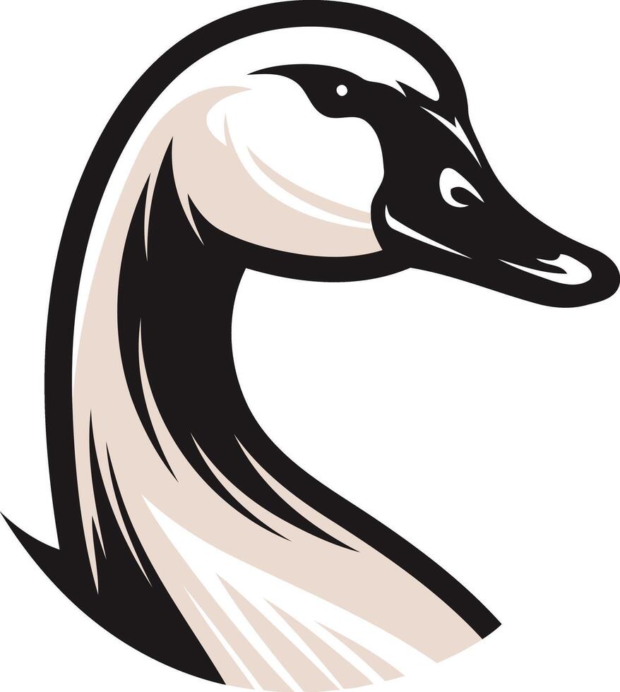 A bold, black and white illustration of a goose head, perfect for branding or logo design vector