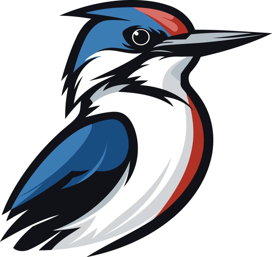 A bold and colorful illustration of a kingfisher bird, perfect for logos, branding, and nature-themed designs vector