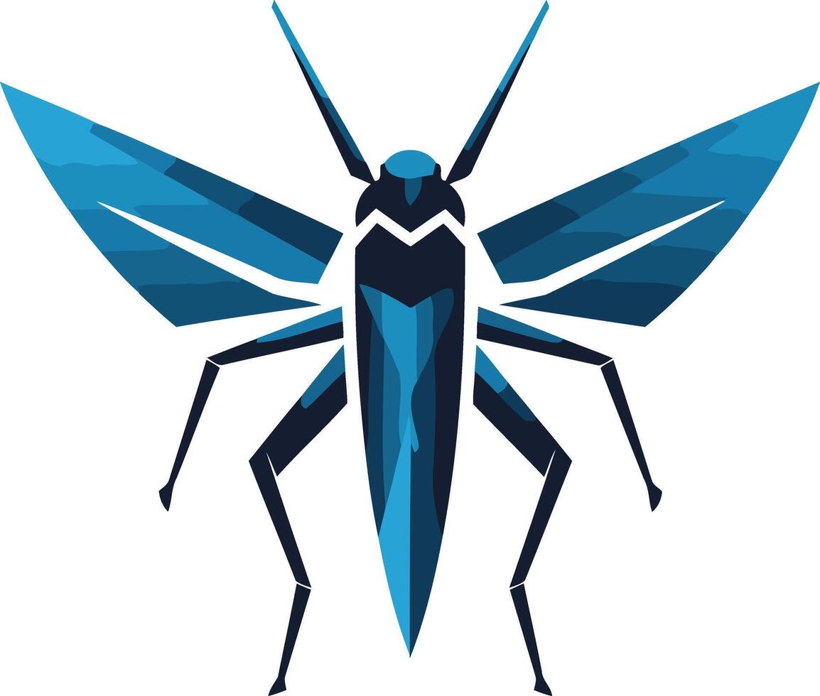 Modern, geometric, blue and black grasshopper logo design vector