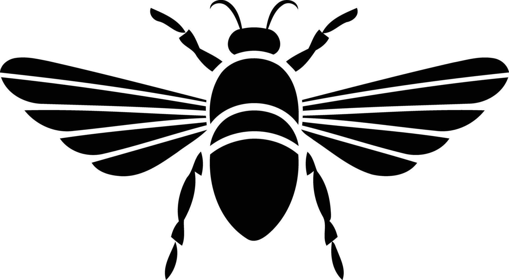 A simple, bold silhouette of a bee, perfect for nature-themed designs, logo elements, and artistic projects vector